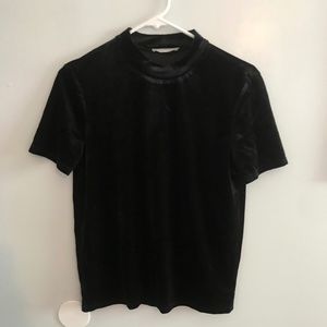 Velvet Black Mock Neck Top